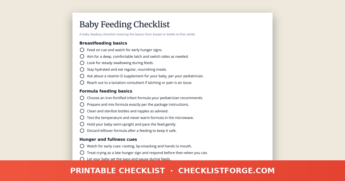 Baby Feeding Checklist preview