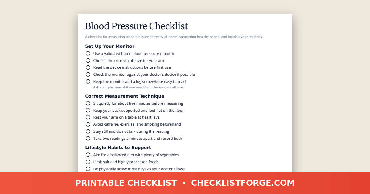 Blood Pressure Checklist preview