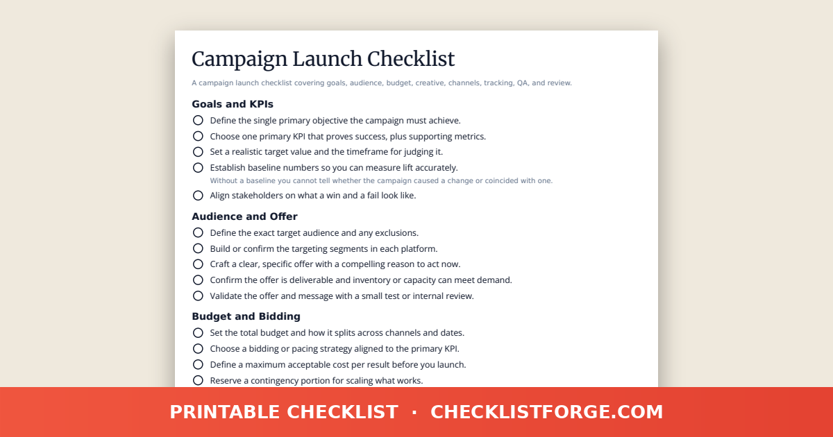 Campaign Launch Checklist preview