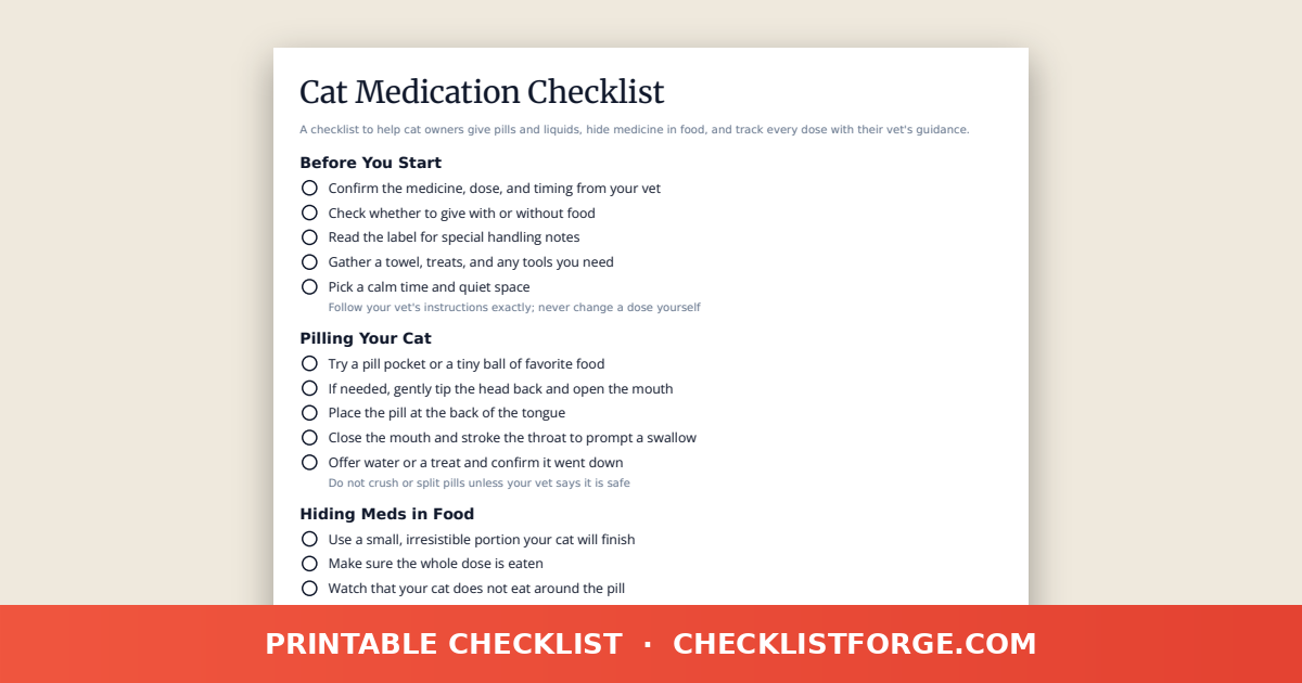 Cat Medication Checklist preview