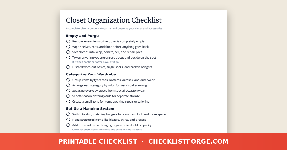 Closet Organization Checklist