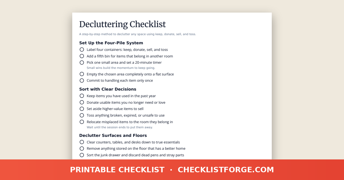 Decluttering Checklist