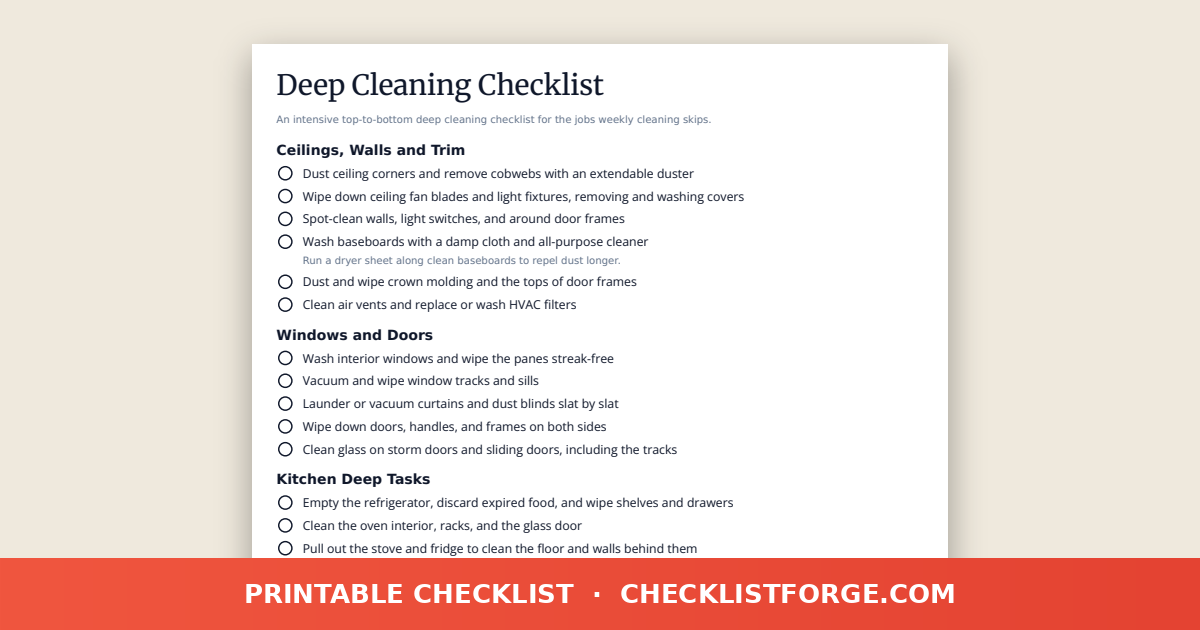 Deep Cleaning Checklist preview