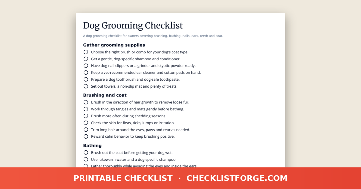 Dog Grooming Checklist preview