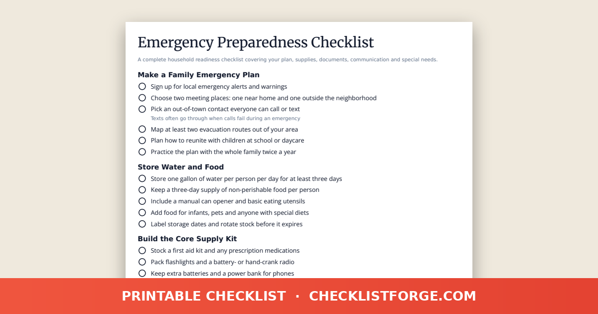 Emergency Preparedness Checklist