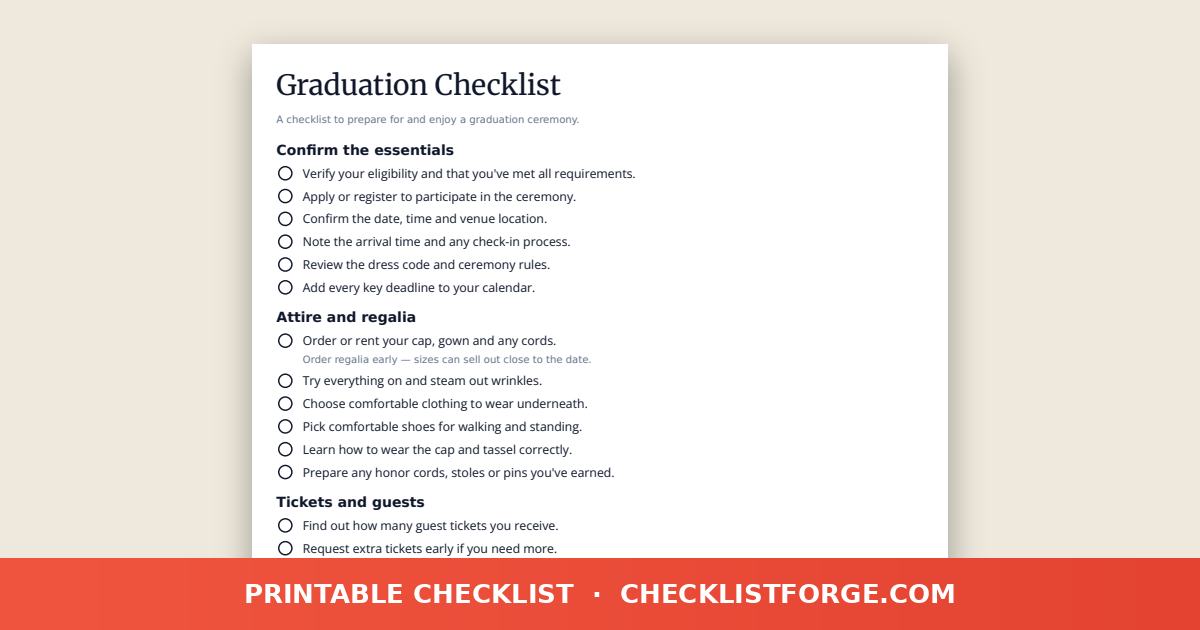 Graduation Checklist preview