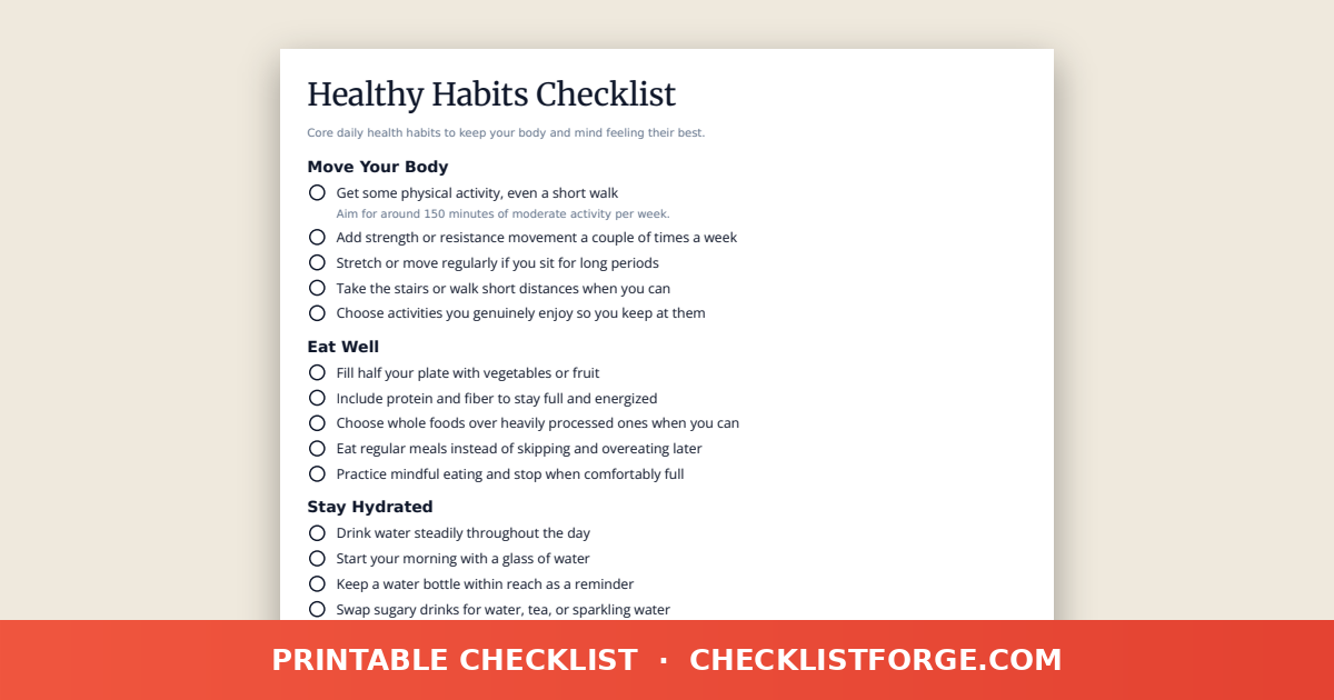 Healthy Habits Checklist preview
