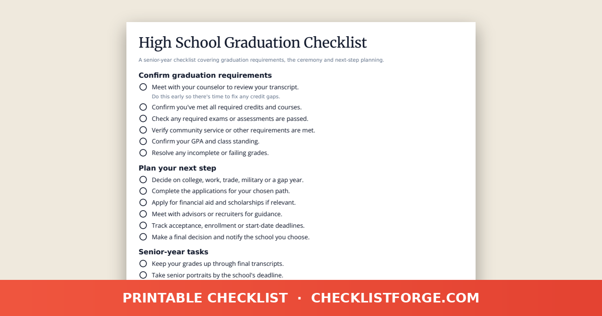 High School Graduation Checklist preview