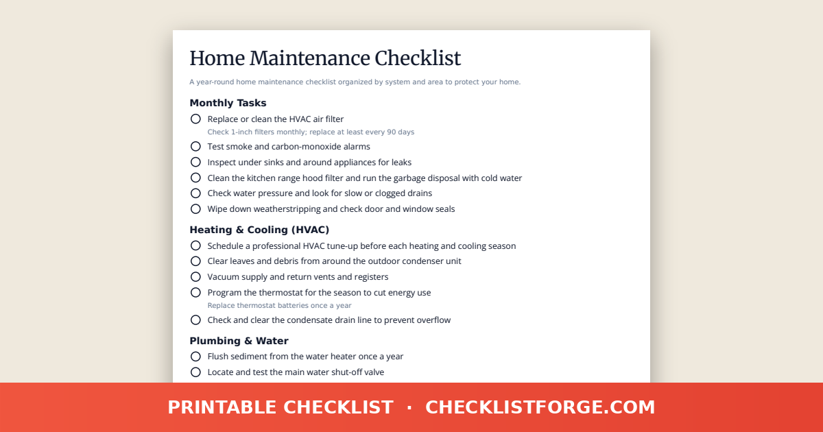 Home Maintenance Checklist preview