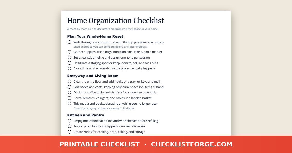 Home Organization Checklist preview