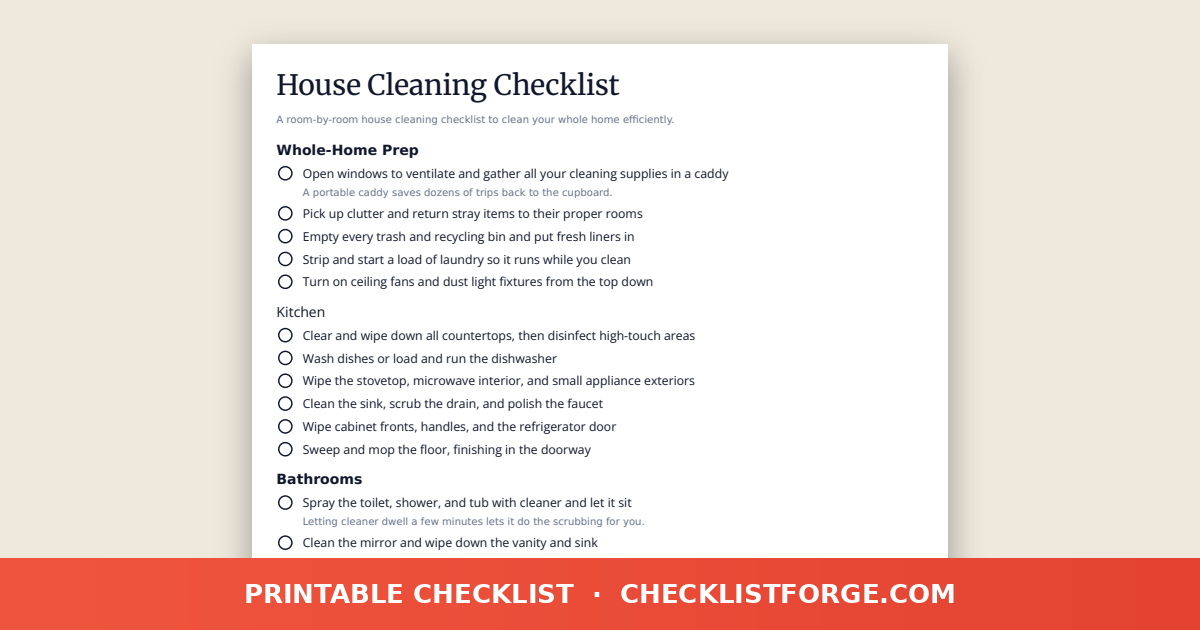 House Cleaning Checklist preview