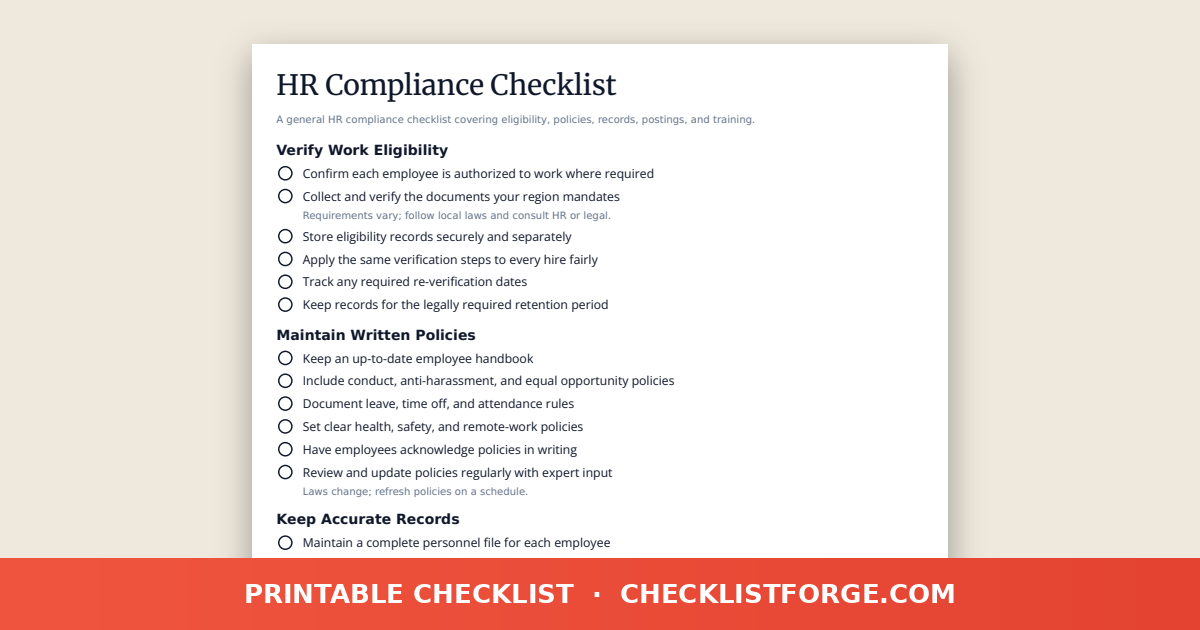 HR Compliance Checklist preview