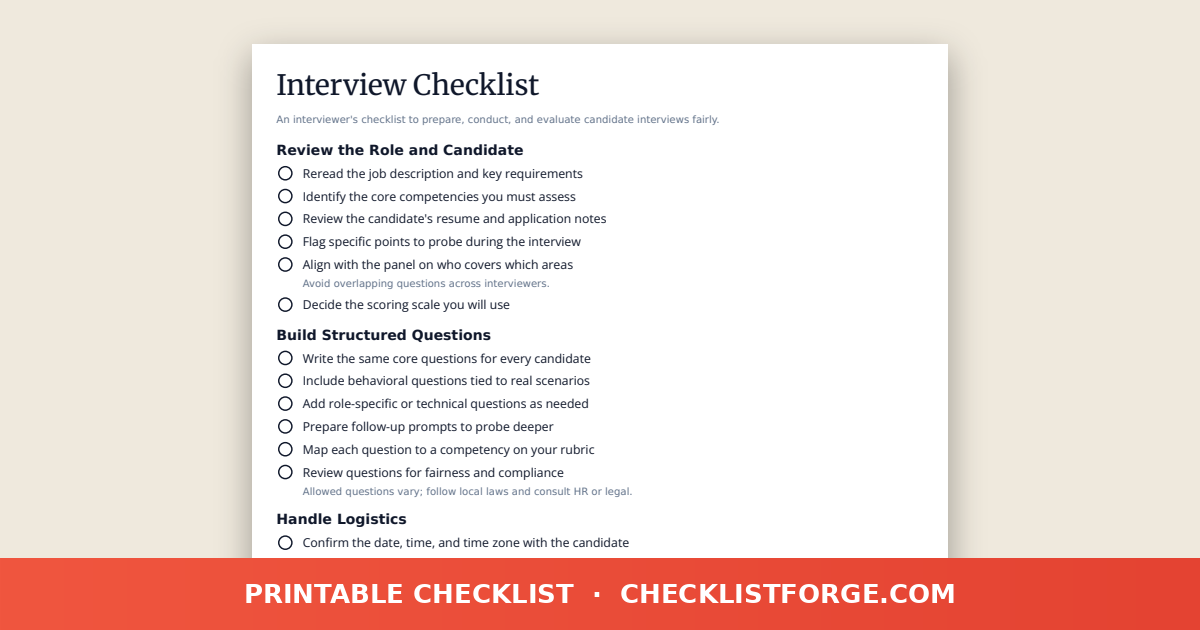 Interview Checklist preview