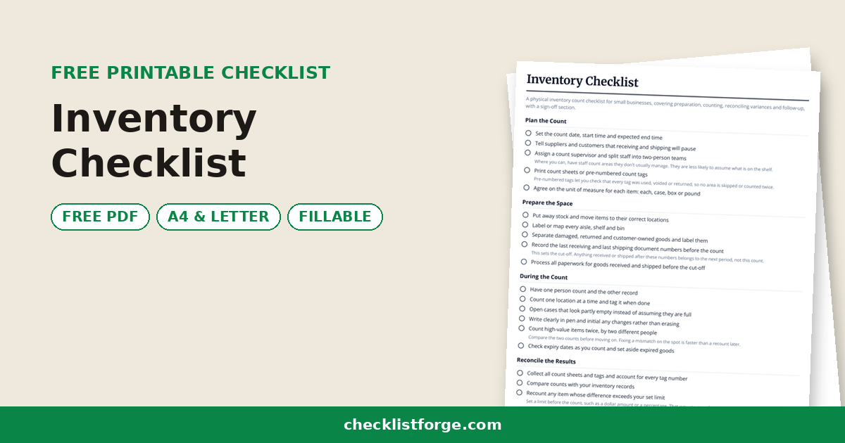 Inventory Checklist preview