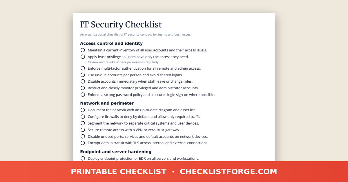 IT Security Checklist preview