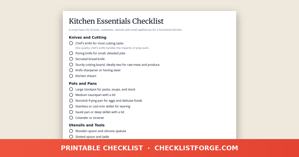 Kitchen Essentials Checklist preview