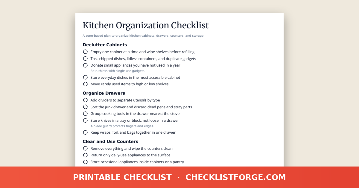 Kitchen Organization Checklist preview