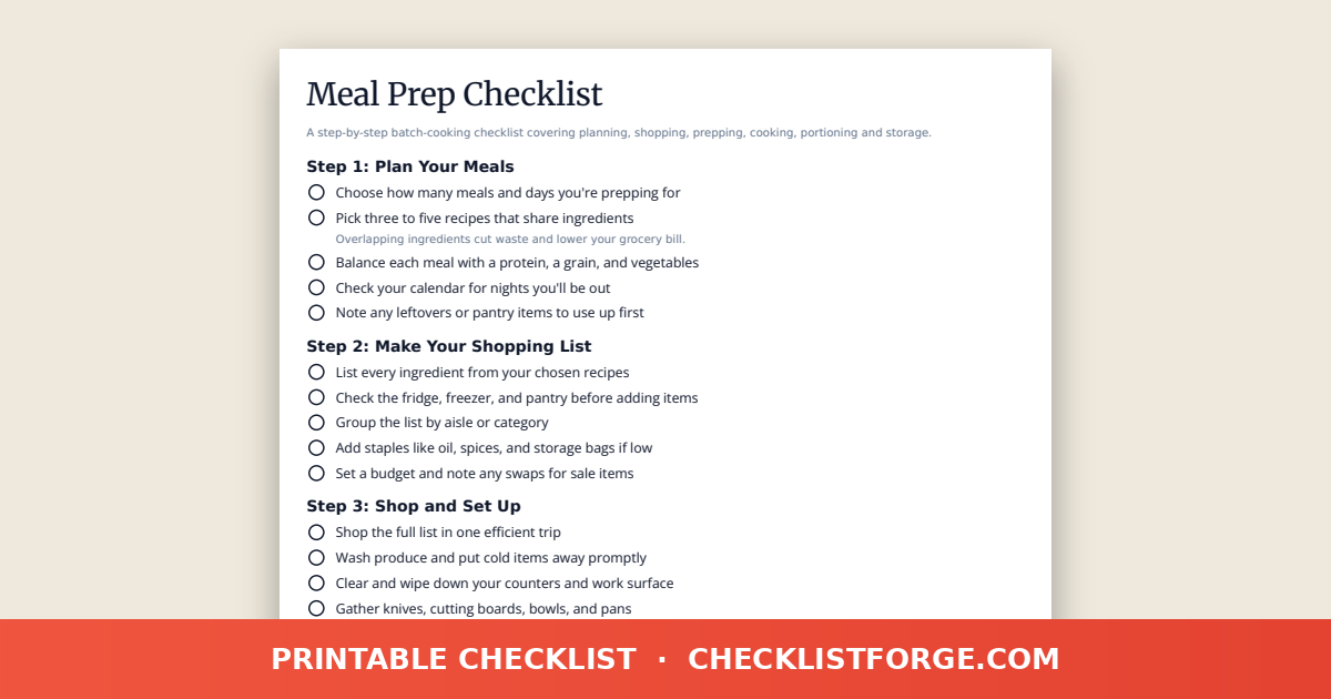 Meal Prep Checklist preview