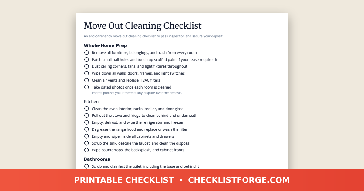 Move Out Cleaning Checklist preview