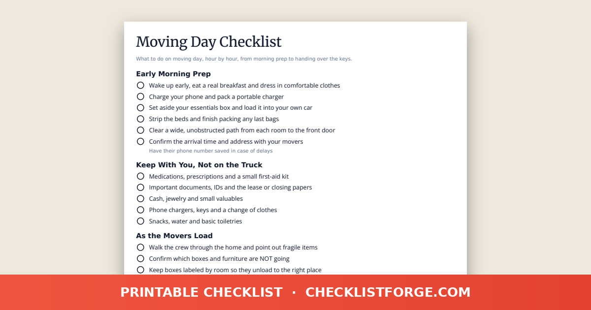 Moving Day Checklist preview