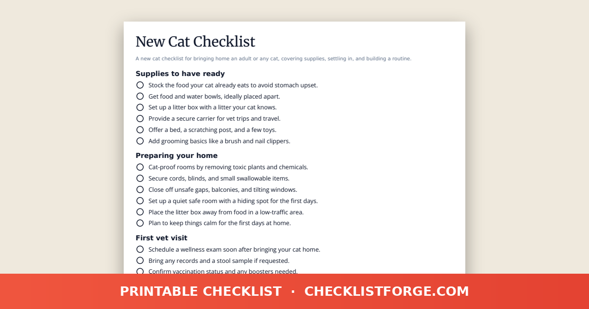 New Cat Checklist preview