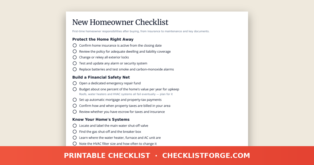 New Homeowner Checklist preview