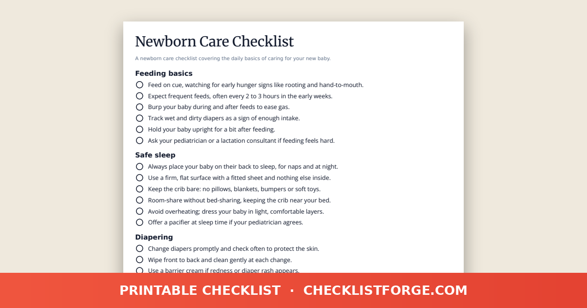 Newborn Care Checklist preview