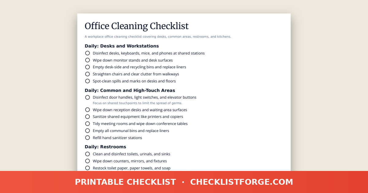 Office Cleaning Checklist preview