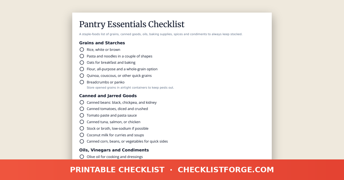 Pantry Essentials Checklist preview