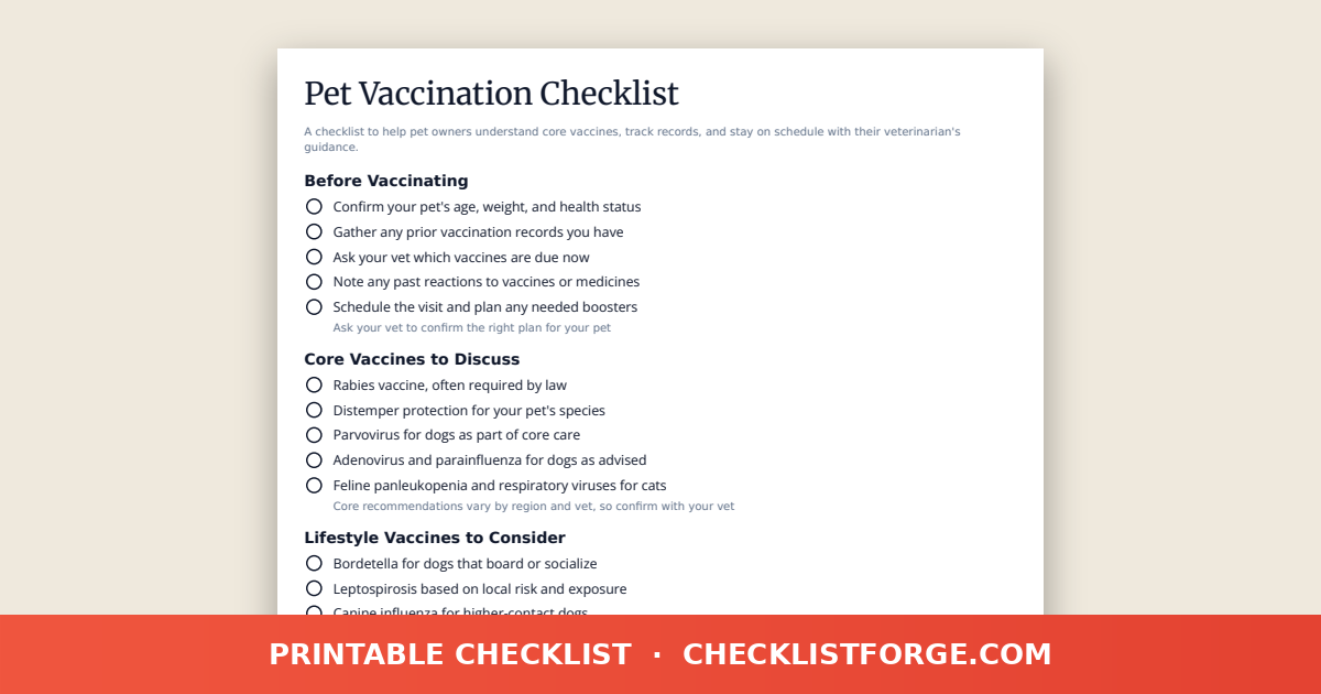 Pet Vaccination Checklist preview