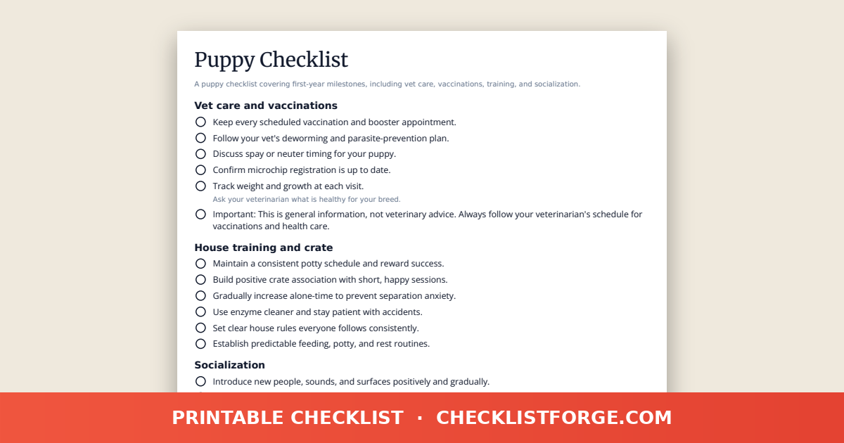 Puppy Checklist preview