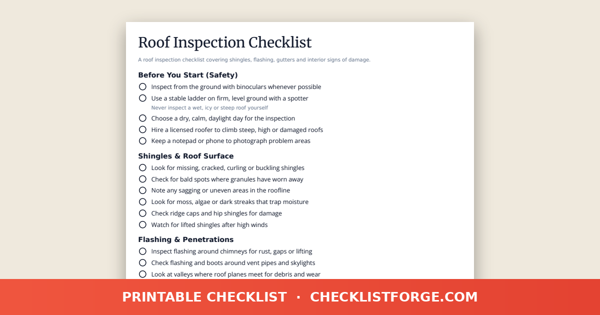 Roof Inspection Checklist preview