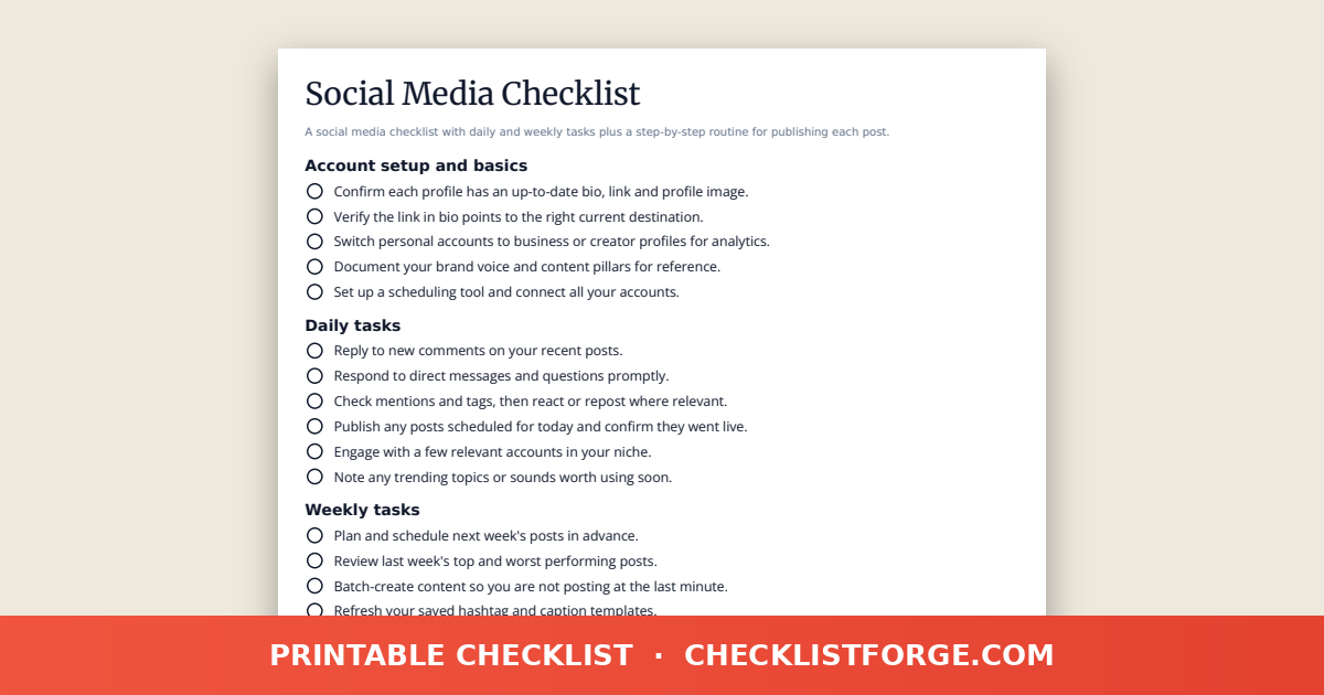 Social Media Checklist preview