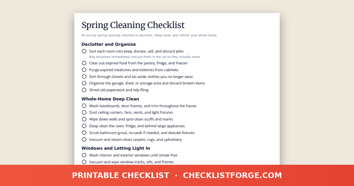 Spring Cleaning Checklist preview