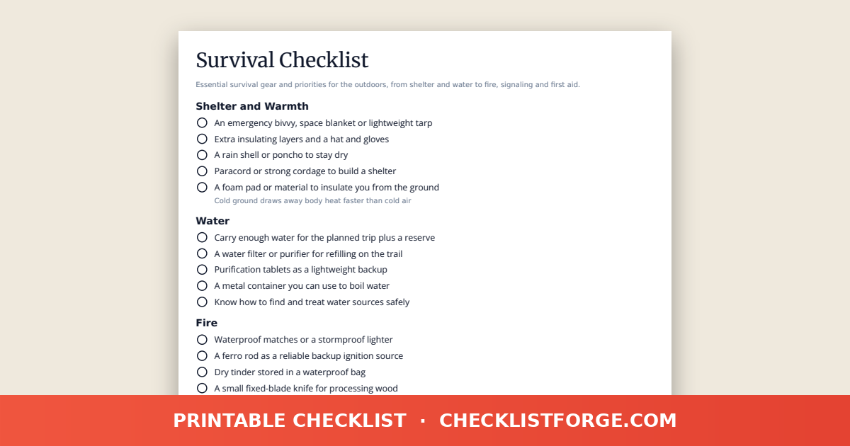 Survival Checklist preview