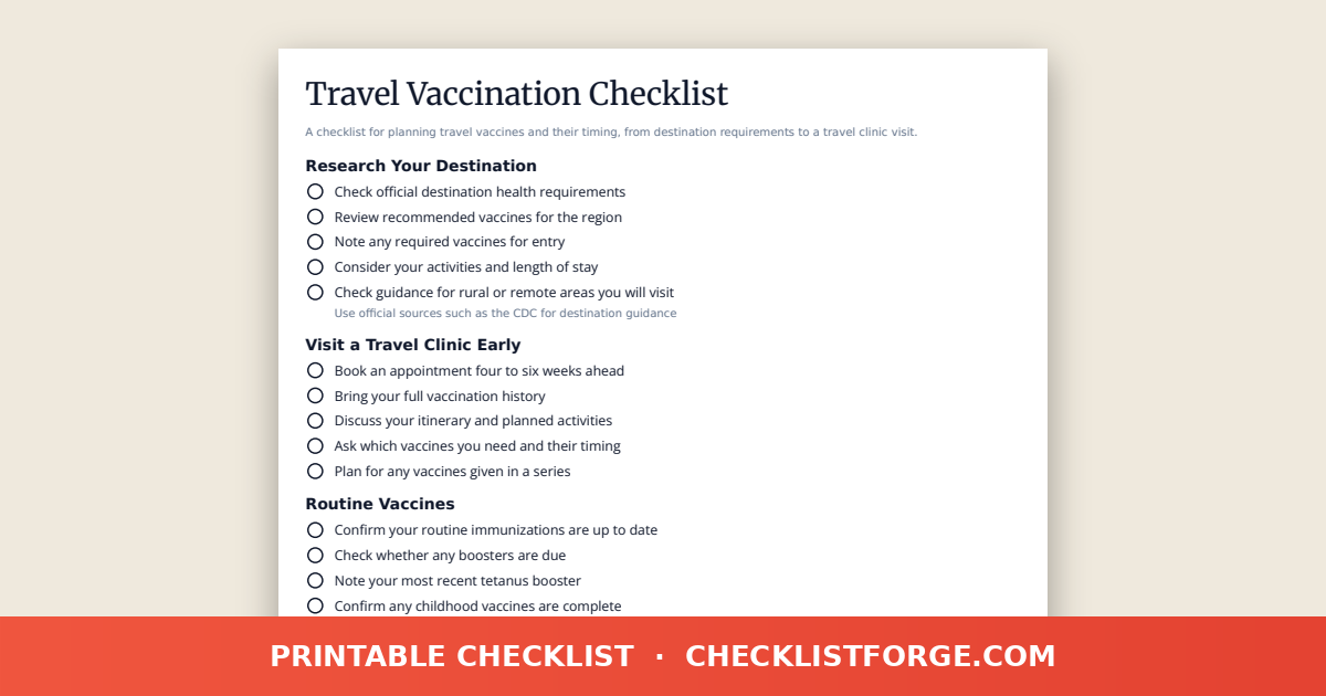 Travel Vaccination Checklist preview