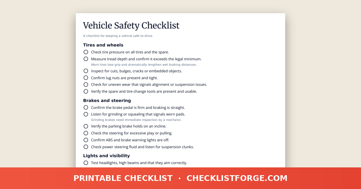 Vehicle Safety Checklist preview