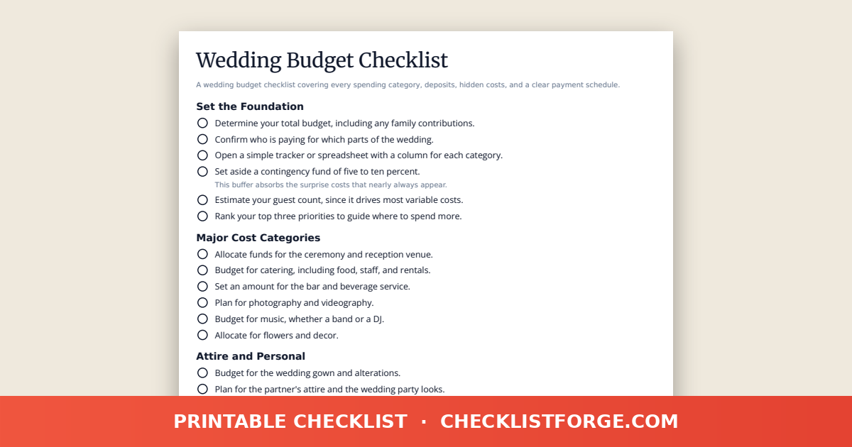 Wedding Budget Checklist preview