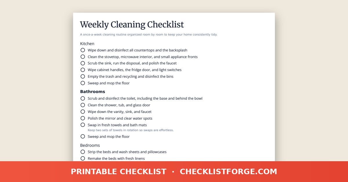 Weekly Cleaning Checklist preview