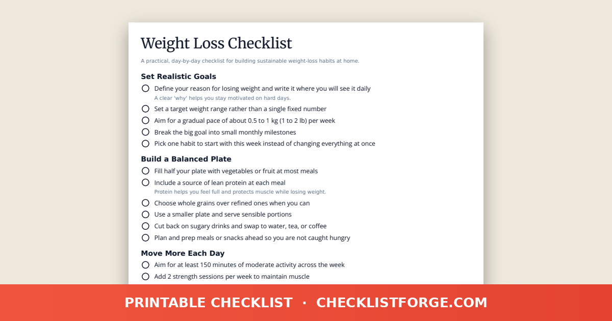Weight Loss Checklist preview