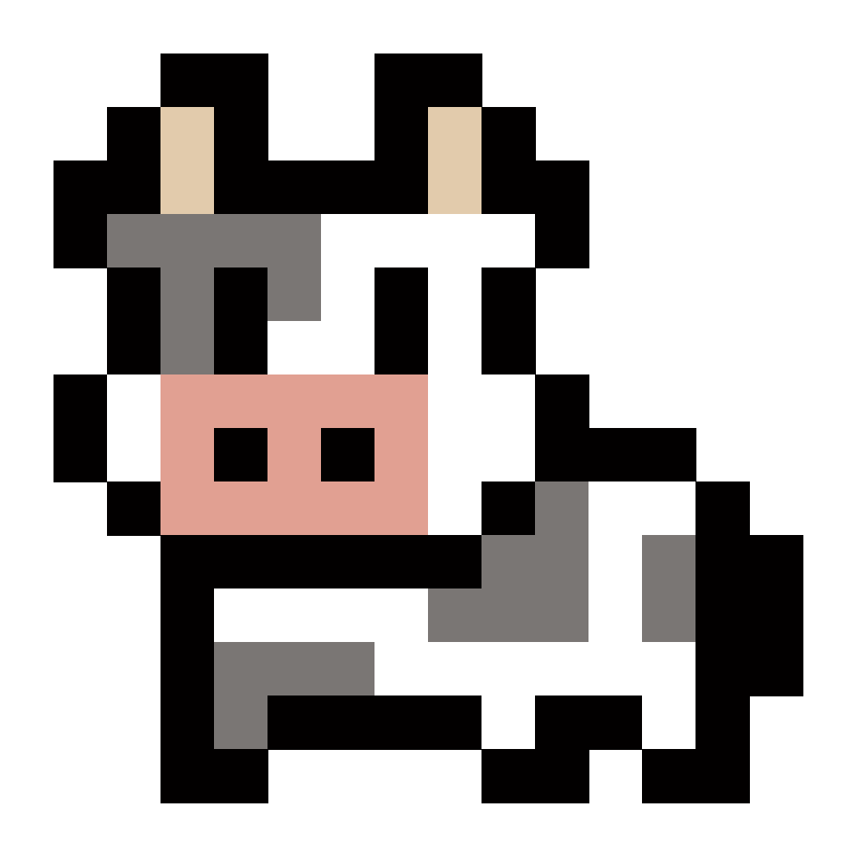 Dairy Cow - 16x16 Pixel Art by anonymous_1596th
