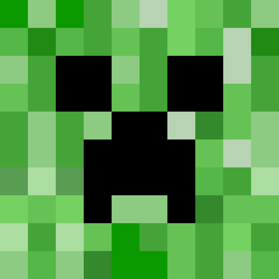 Minecraft: Creeper Head - 10x10 Pixel Art by comficker - simplepixelart.com