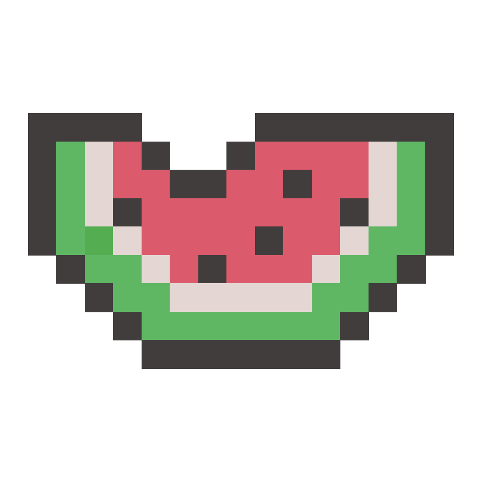 Slice of Watermelon - 17x17 Pixel Art by HoboSpiderRed - simplepixelart.com