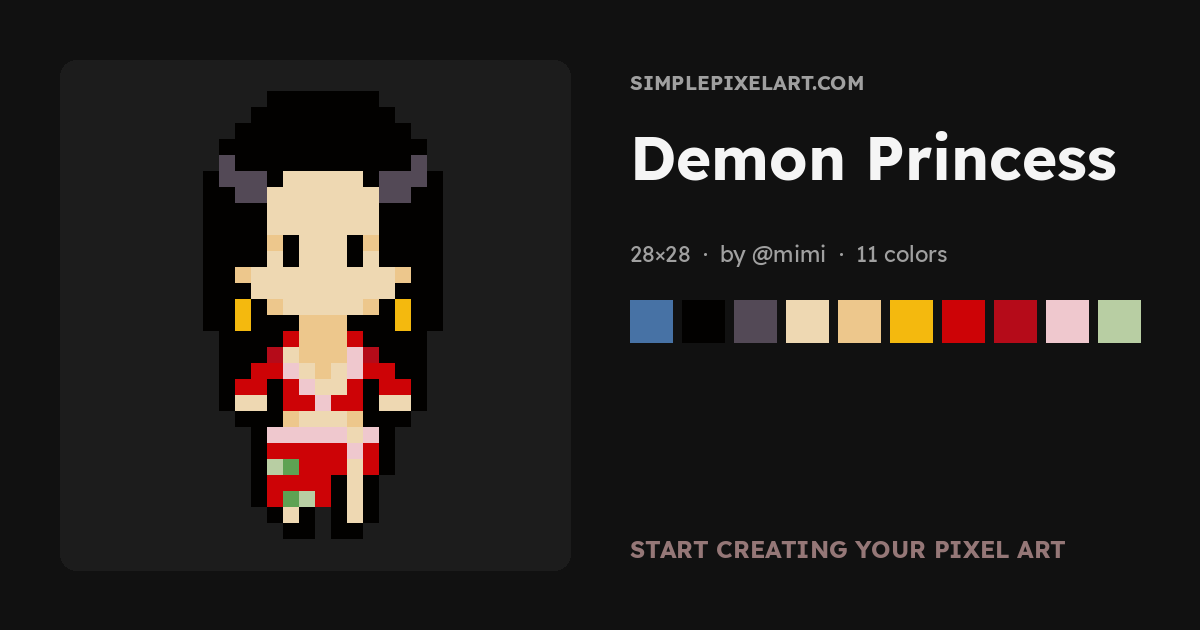 Demon Princess — 28x28 Pixel Art - SimplePixelArt.com