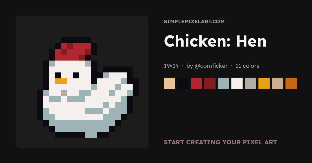 Hen Pixel Hen Pixel Art — Sprites, Designs & Gallery (1) - SimplePixelArt.com