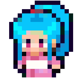 Blue Haired Girl Holding a Letter bead pattern, 18 by 18 beads