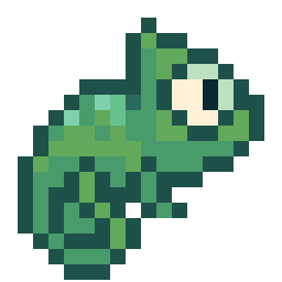Chameleon in Pixels bead pattern, 18 by 18 beads