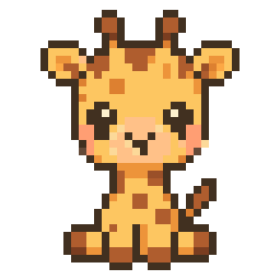 Cute Giraffe Pixel Art bead pattern, 34 by 34 beads