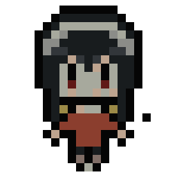 Dark-Haired Girl in Red Dress bead pattern, 19 by 20 beads
