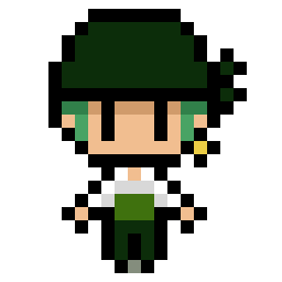 Green Bandana Swordsman bead pattern, 20 by 20 beads